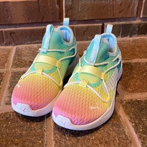 Kids rainbow Puma shoe.